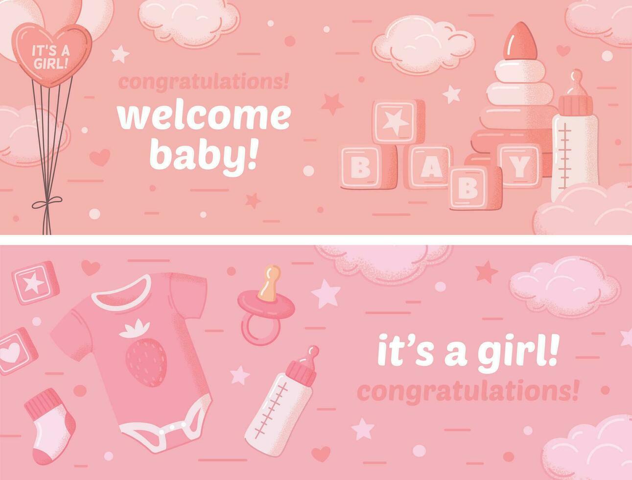 Baby Shower Cartoon Banner vector