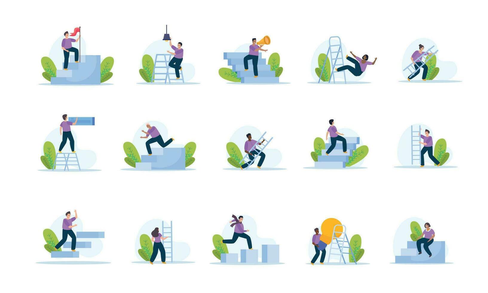 People Ladders Icon Set vector