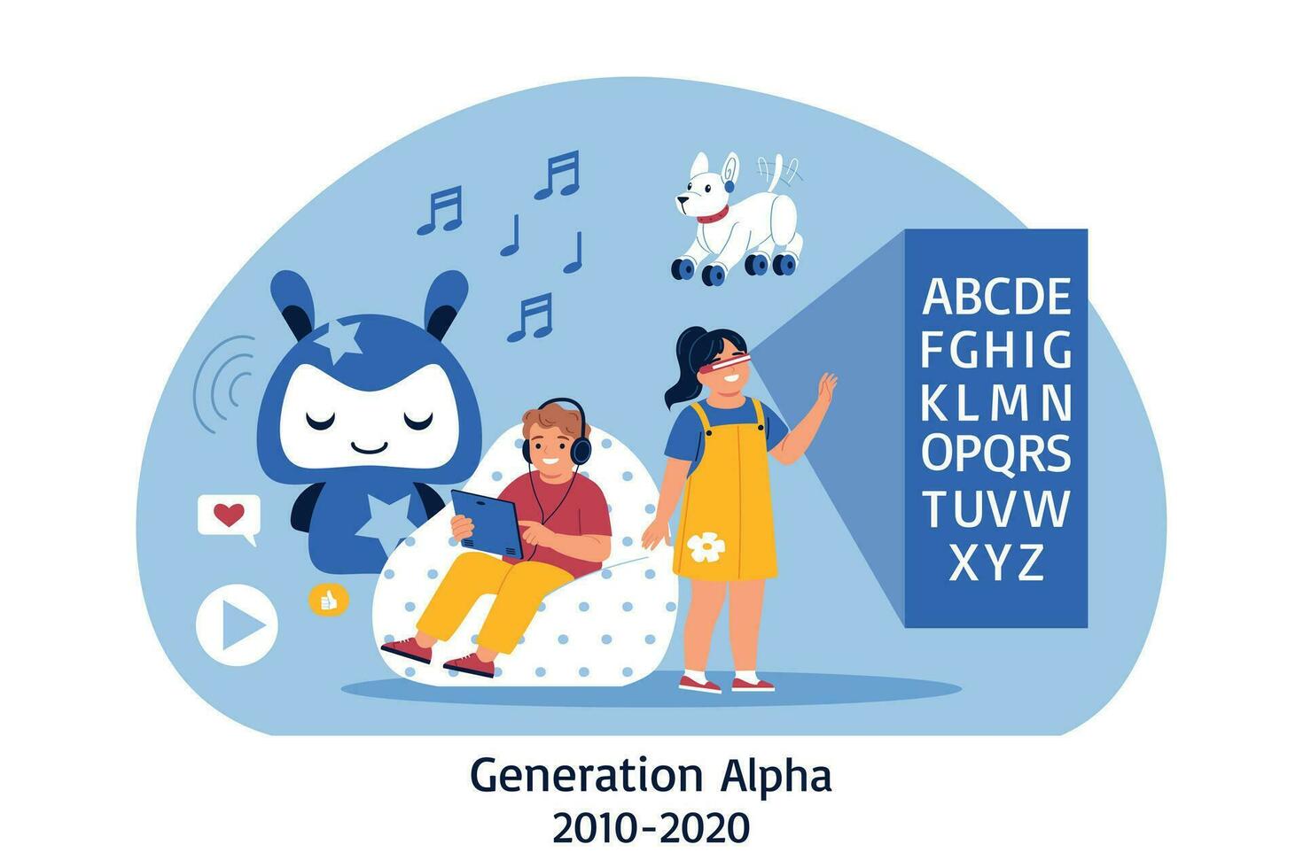 Generacion alfa niños composición vector