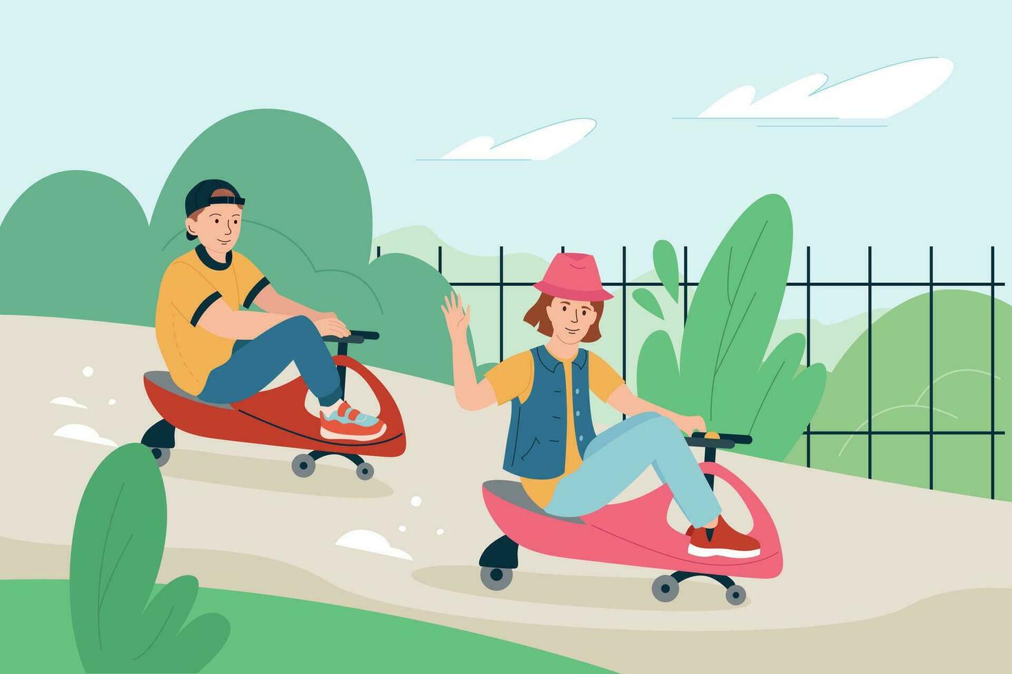 Three Wheeler Teenagers Composition vector