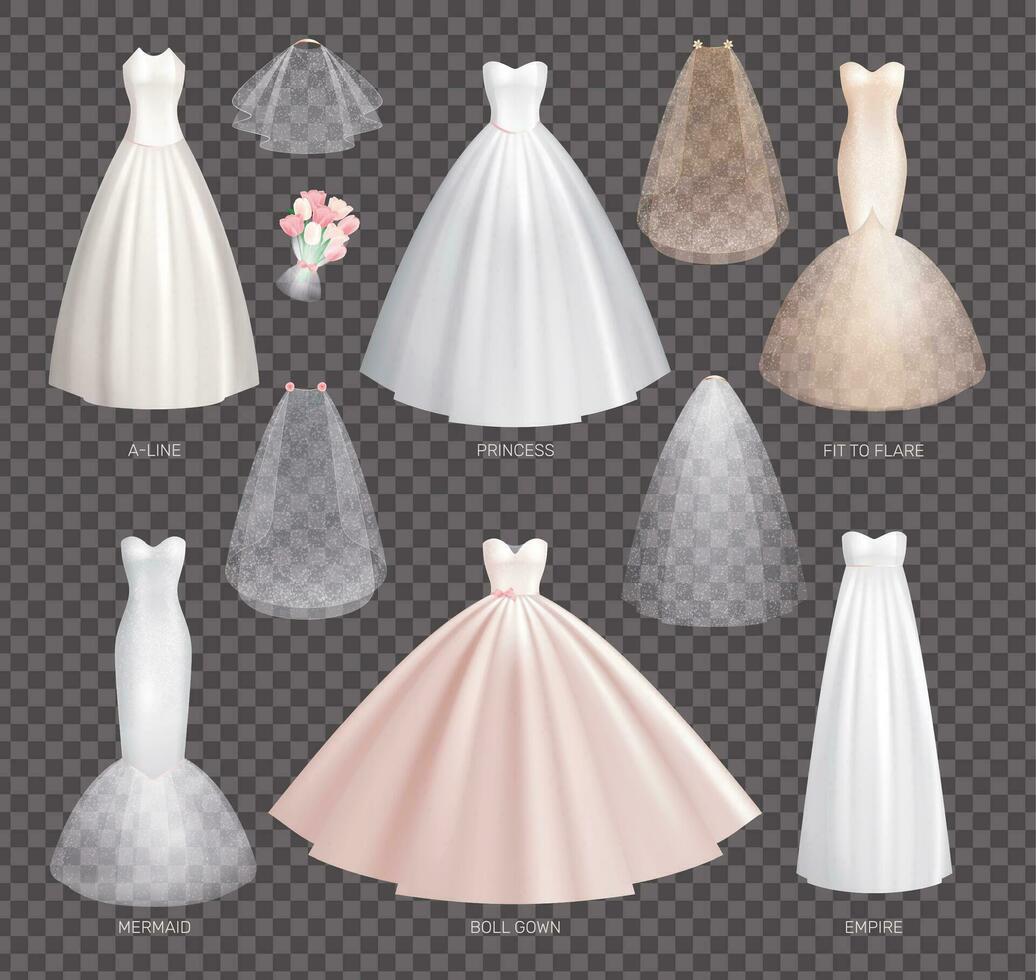 Bride Wedding Dress Set vector