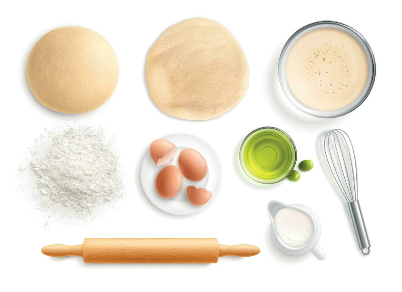 Cooking Bakery Realistic Set vector
