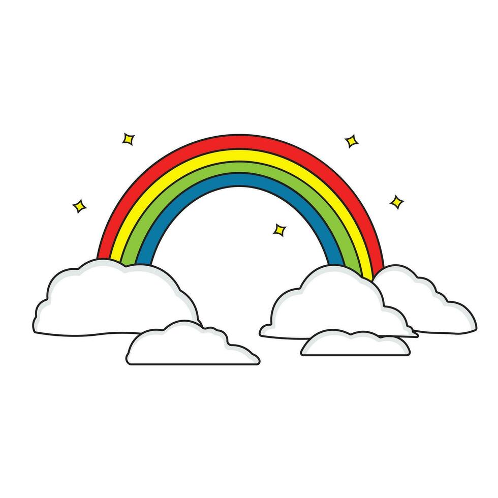 Kids drawing Cartoon Vector illustration rainbow icon Isolated on White Background