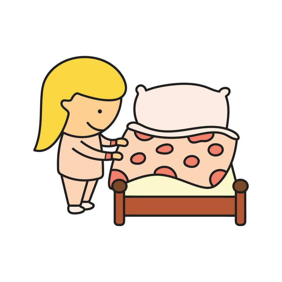 child making bed clip art