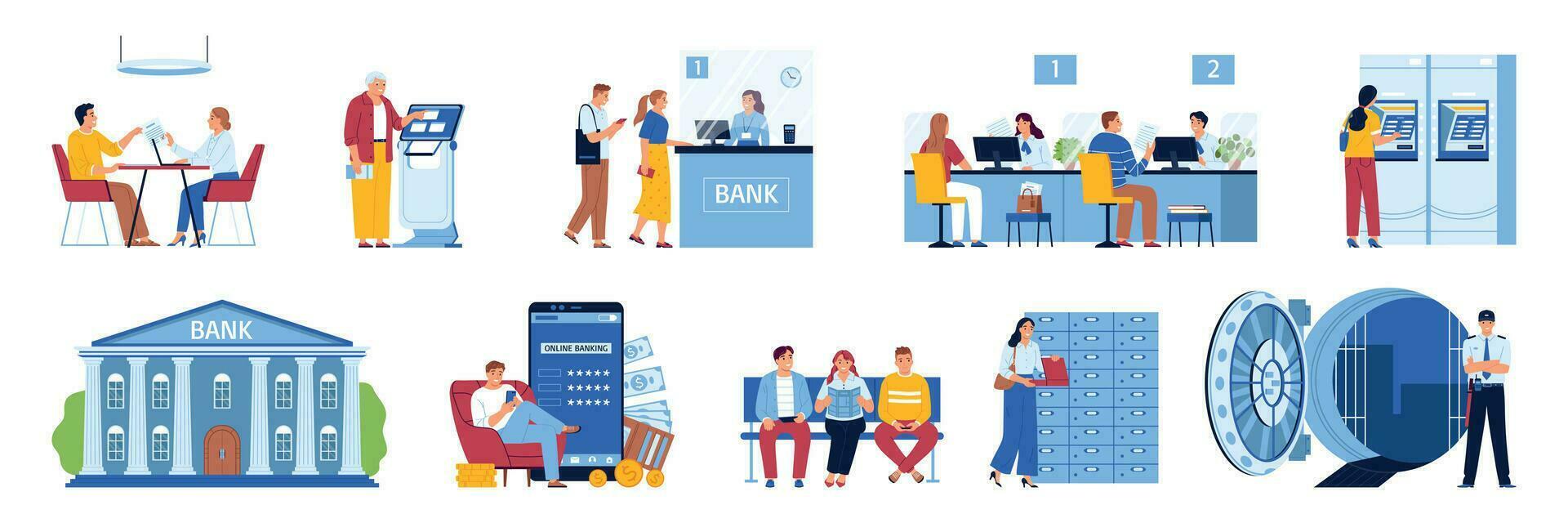 Service Bank Compositions Set vector