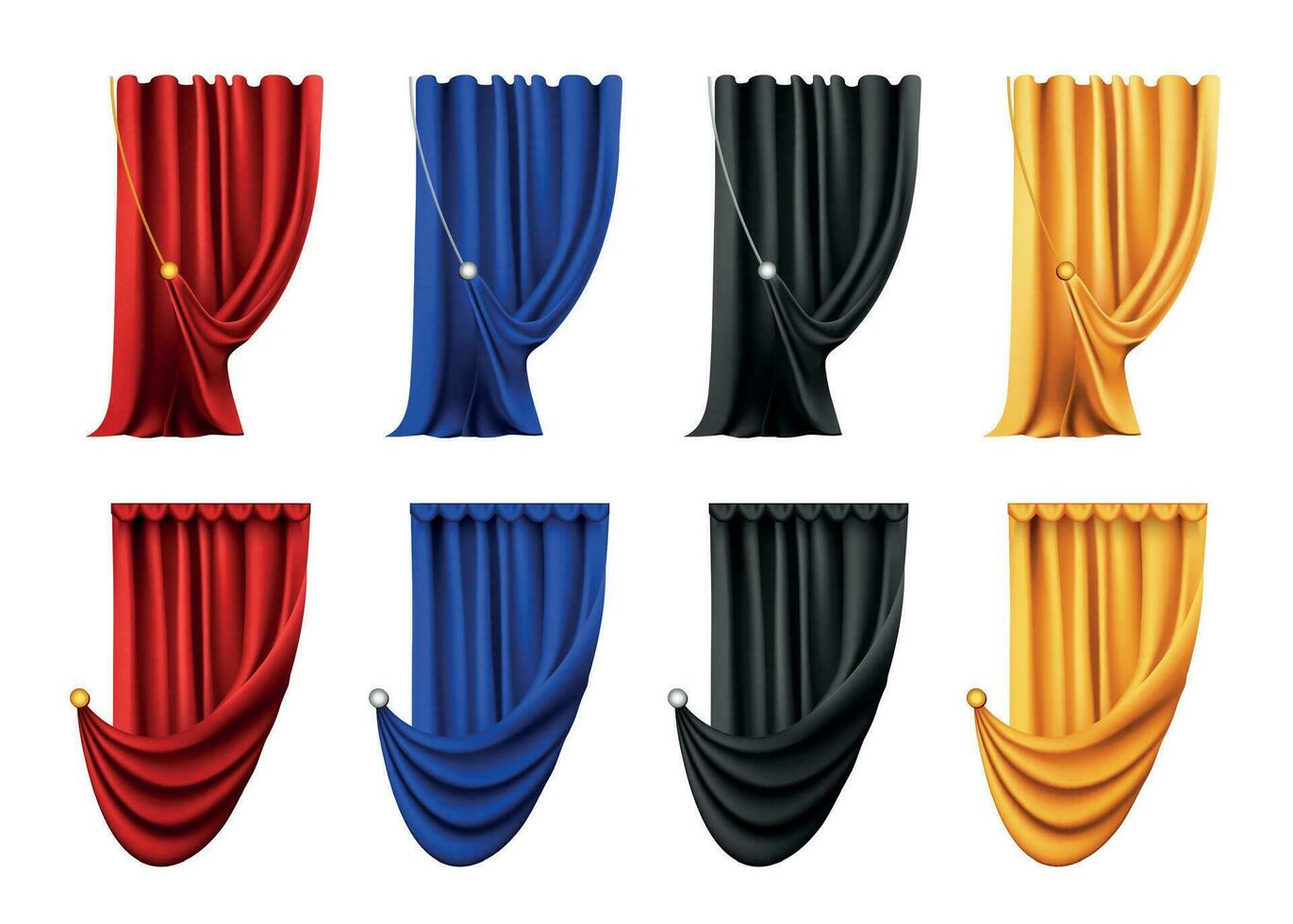 Colorful Curtains Realistic Set vector