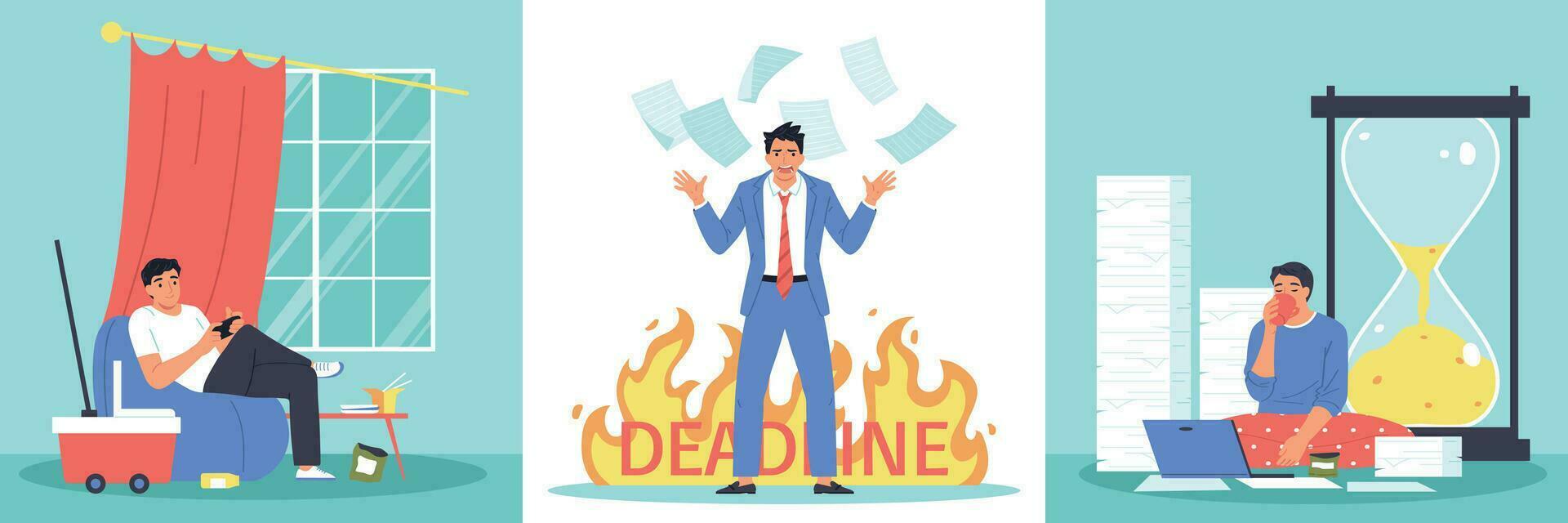 Procrastination Deadline Square Compositions vector