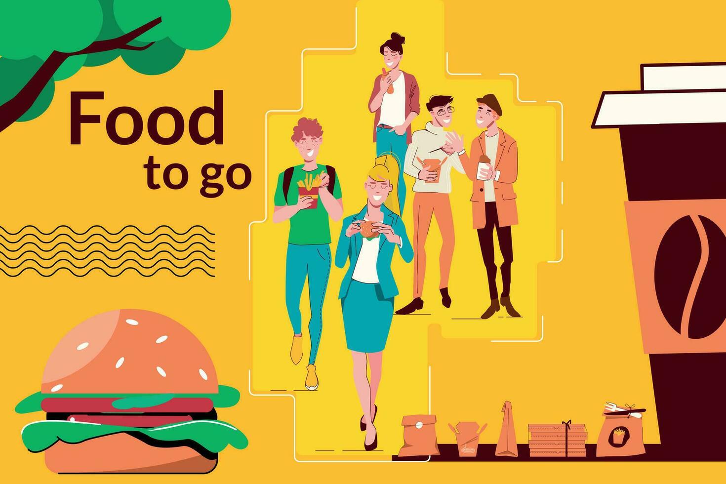 Food To Go Flat Collage vector