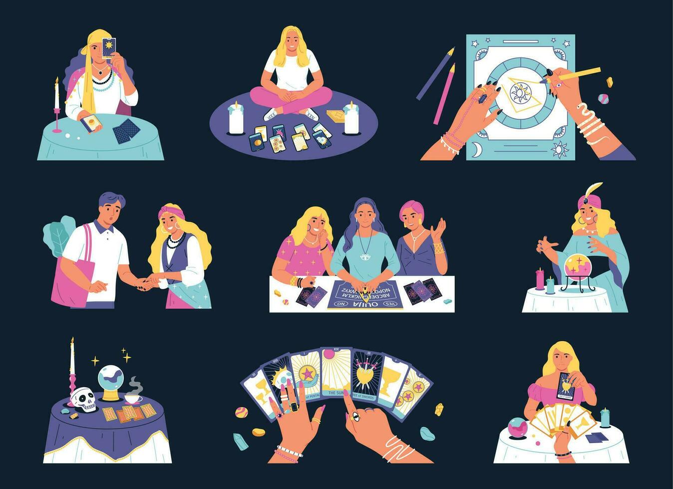 Fortune Telling Compositions Set vector