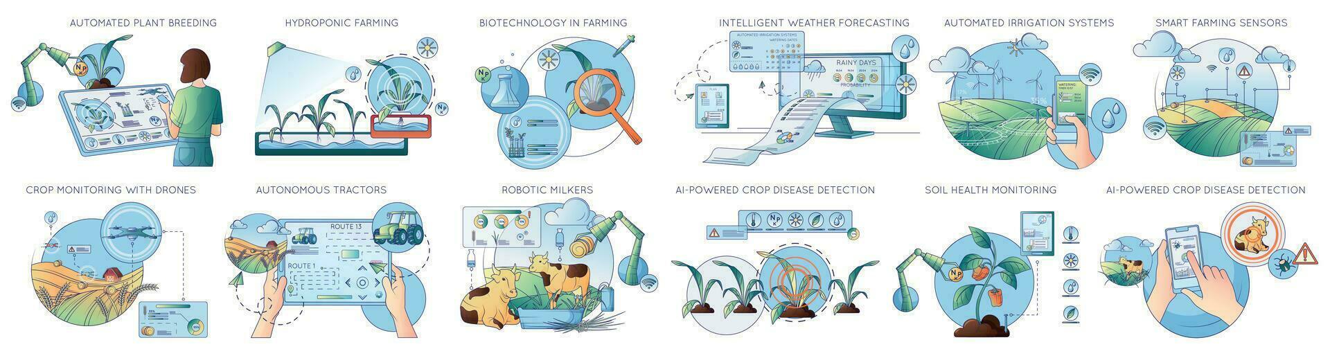 Modern Farming Agriculture Compositions vector