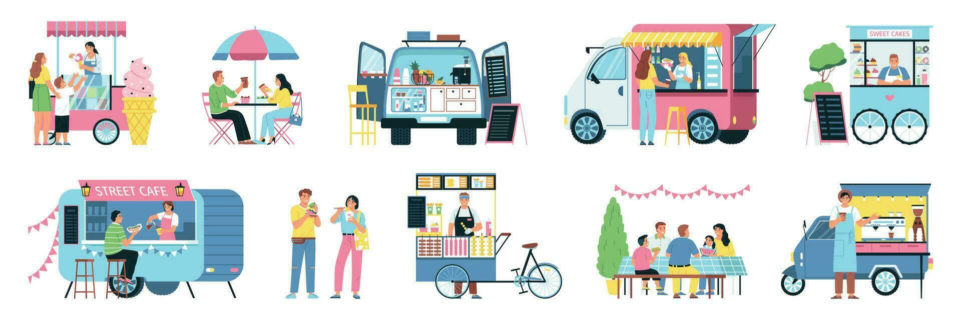 Street Food Festival Compositions vector