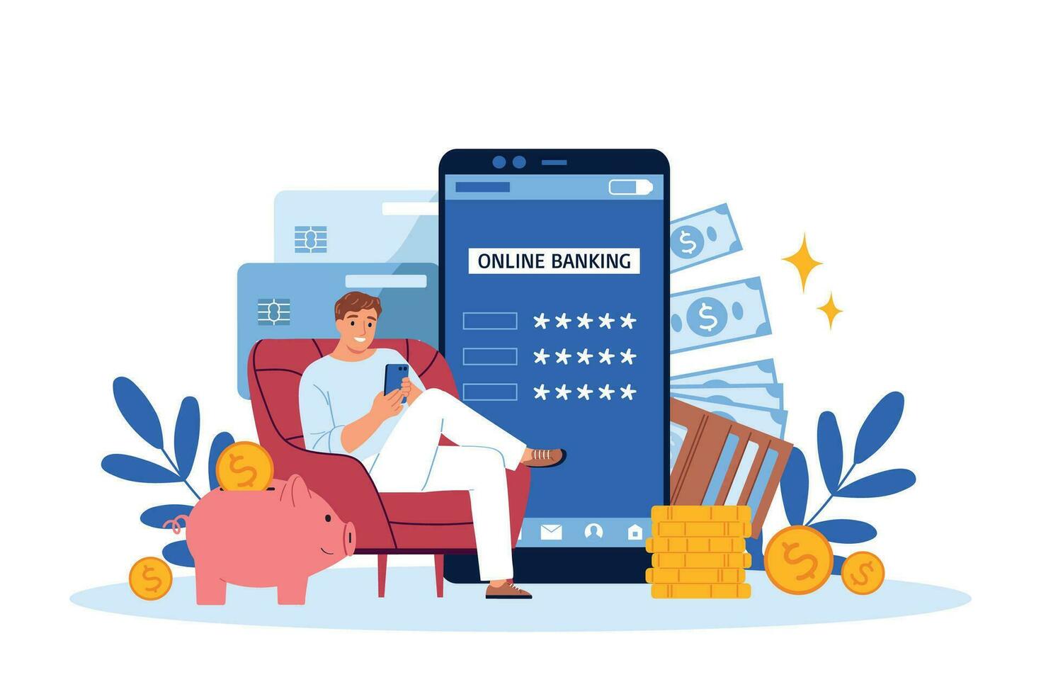 Online Banking Money Composition vector