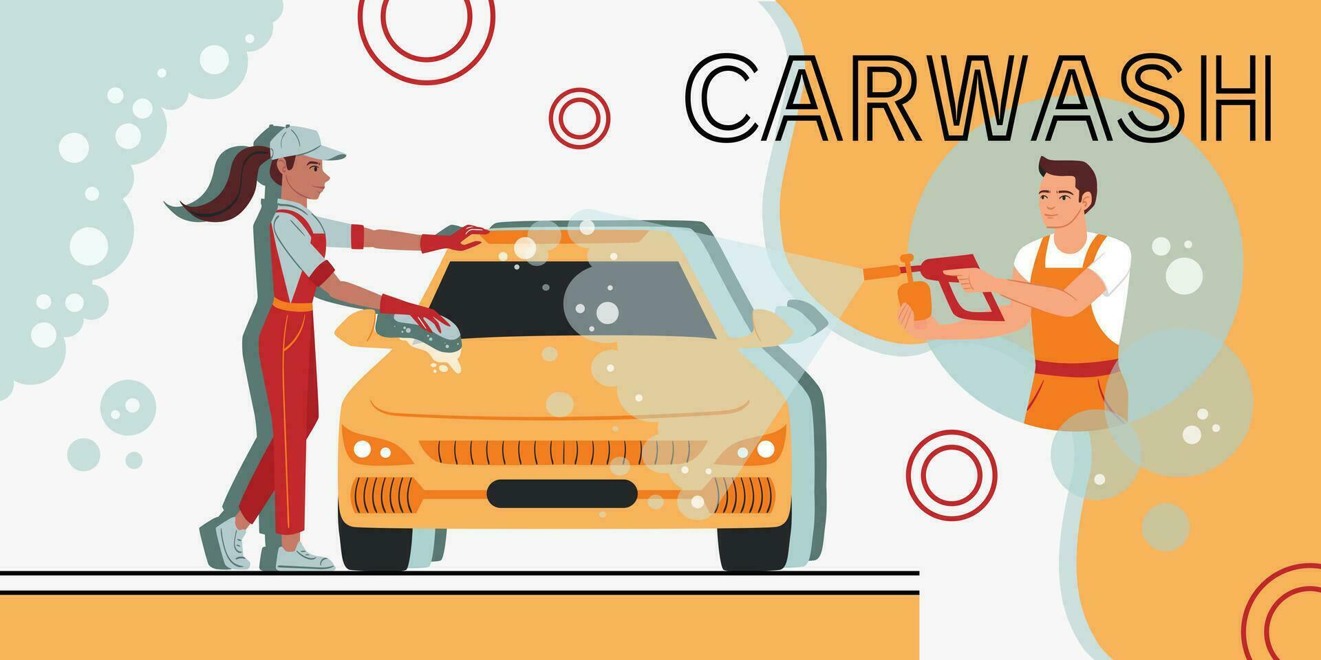 Car Washing Flat Collage vector