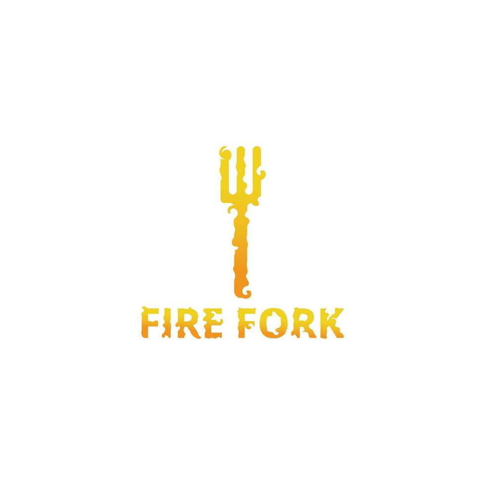 Fork logo with burning fire. vector