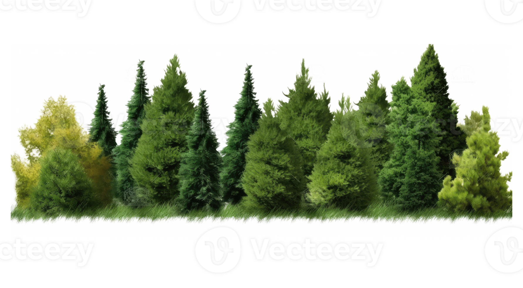 Green trees, shrubs and meadow . AI Generated png