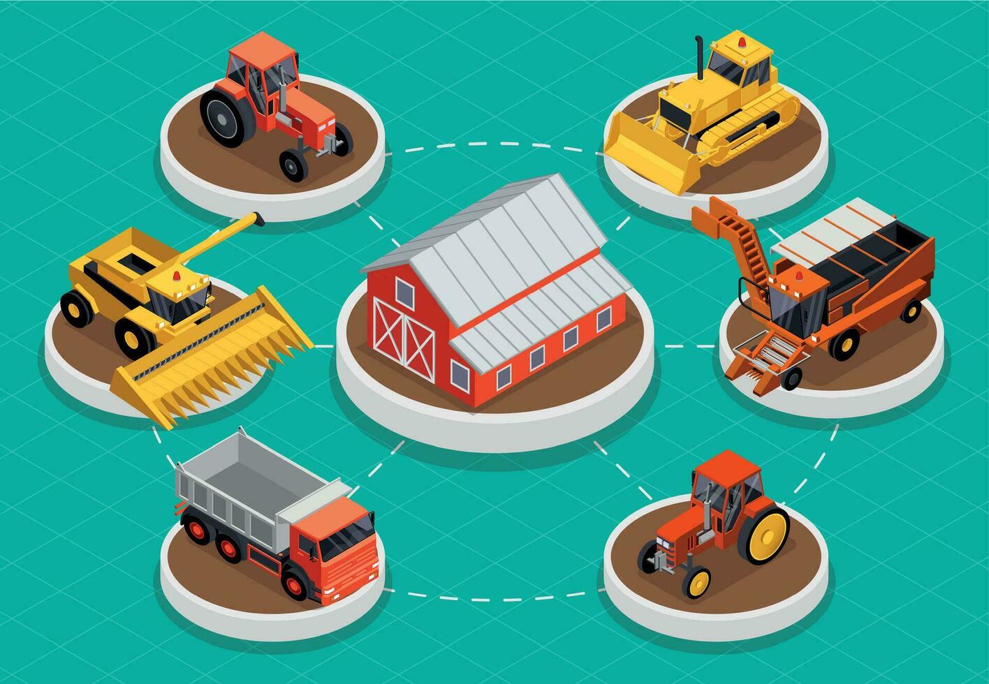 Agricultural Vehicles Isometric Infographics vector