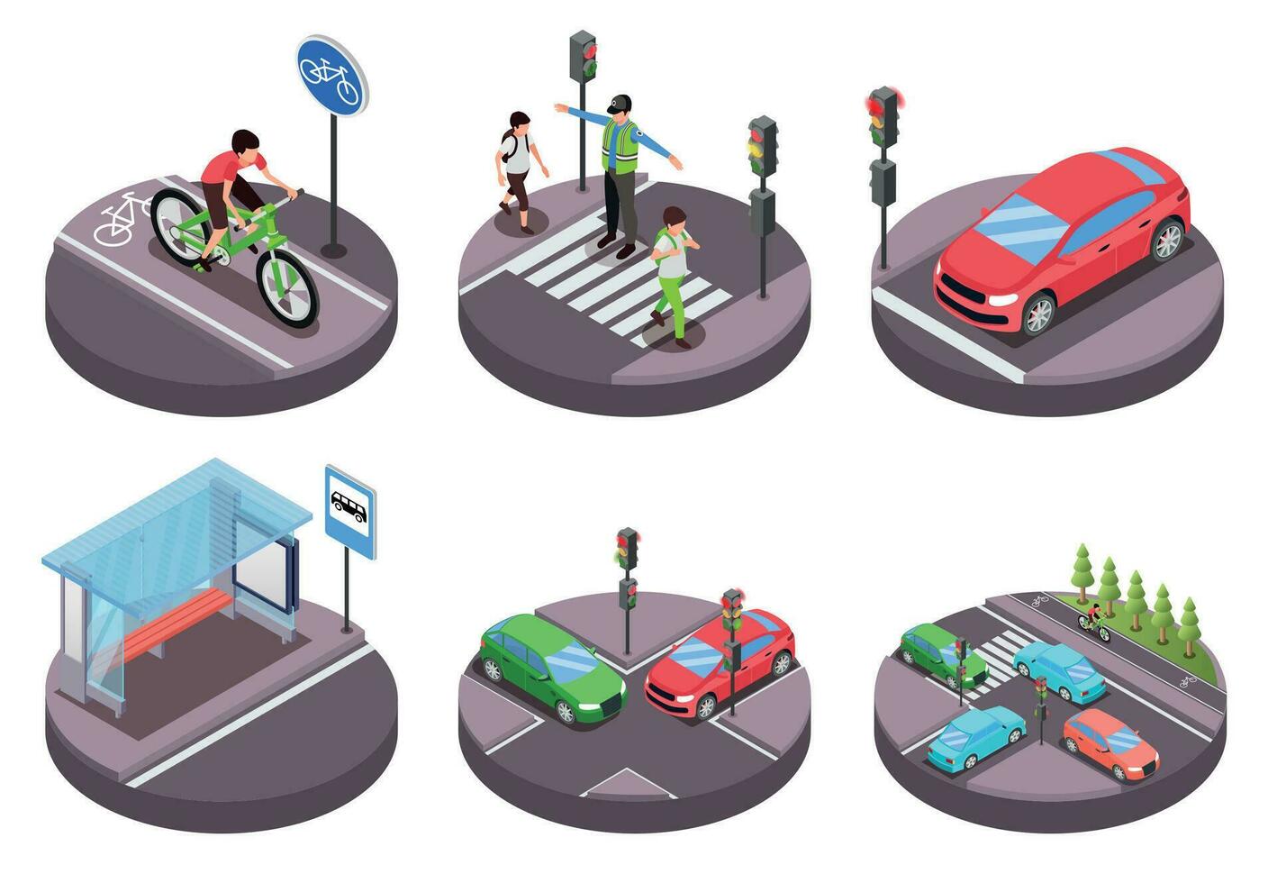 Road Rules Isometric Compositions vector