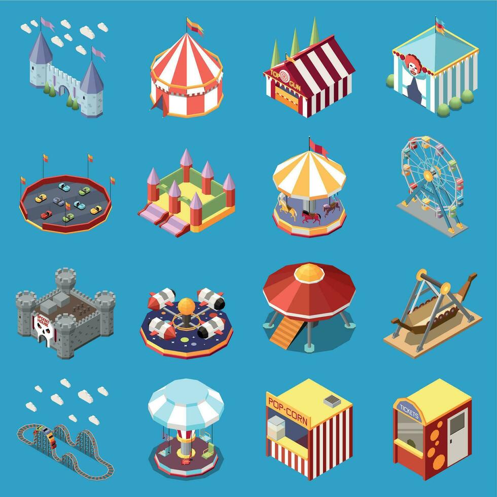 colección de iconos de parque de atracciones vector