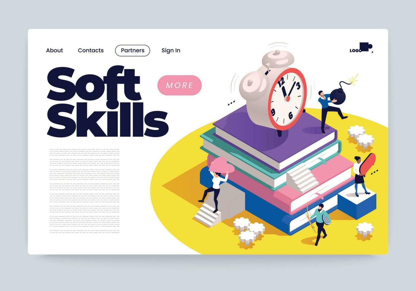 Soft Skills Isometric Banner vector