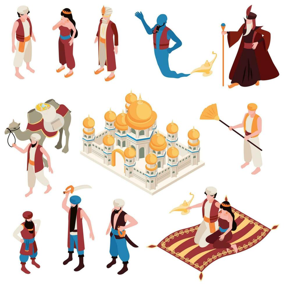 Oriental Tales Isometric Set vector