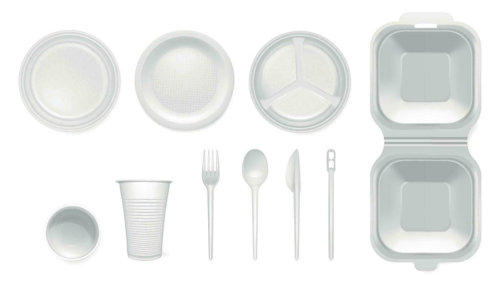 Disposable Tableware Realistic Set vector