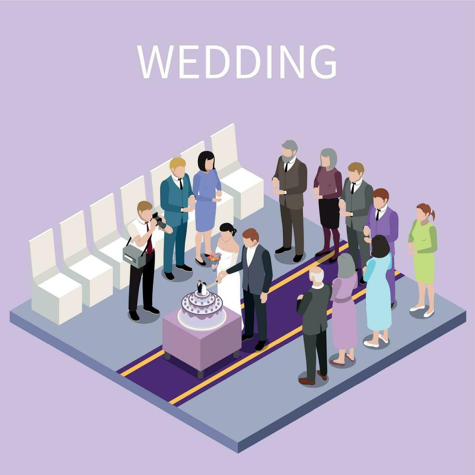 Wedding Ceremony Cake Composition vector