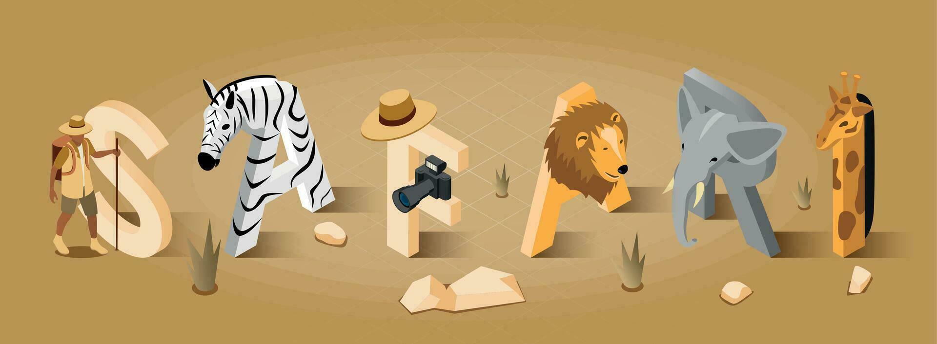 safari turista concepto vector