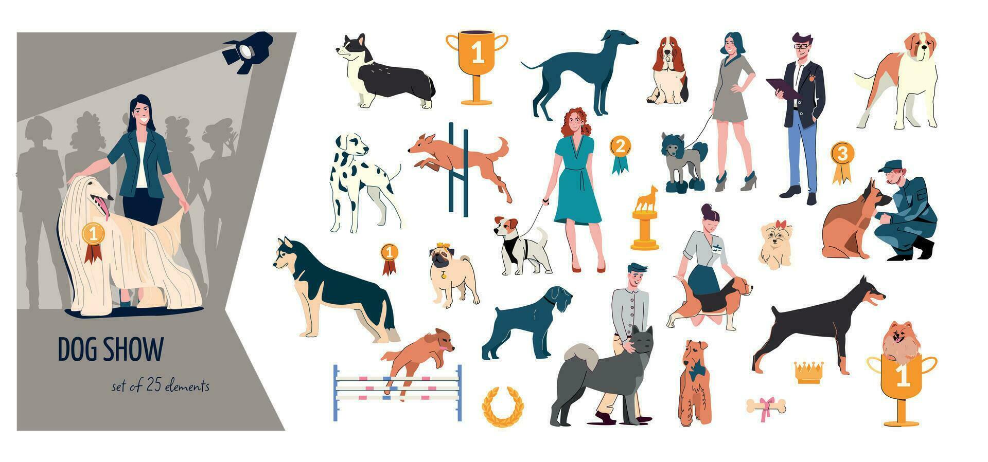 Dog Show Flat Composition vector