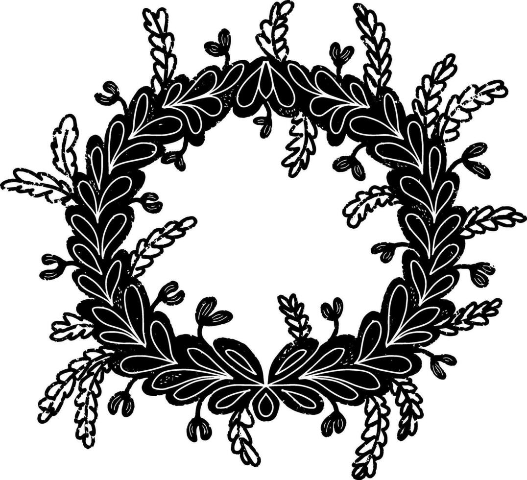 a black and white drawing of a wreath vector