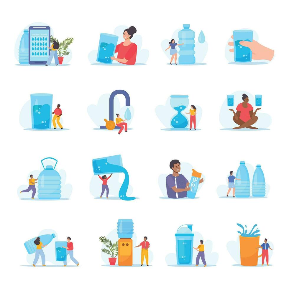 Water Balance Icons Collection vector