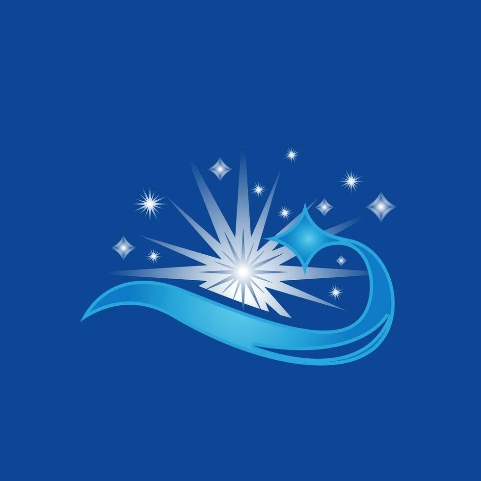 Sparkle star, fresh smile creative symbol concept. Wash, swirl, laundry, cleaning abstract business logo company. Household vector