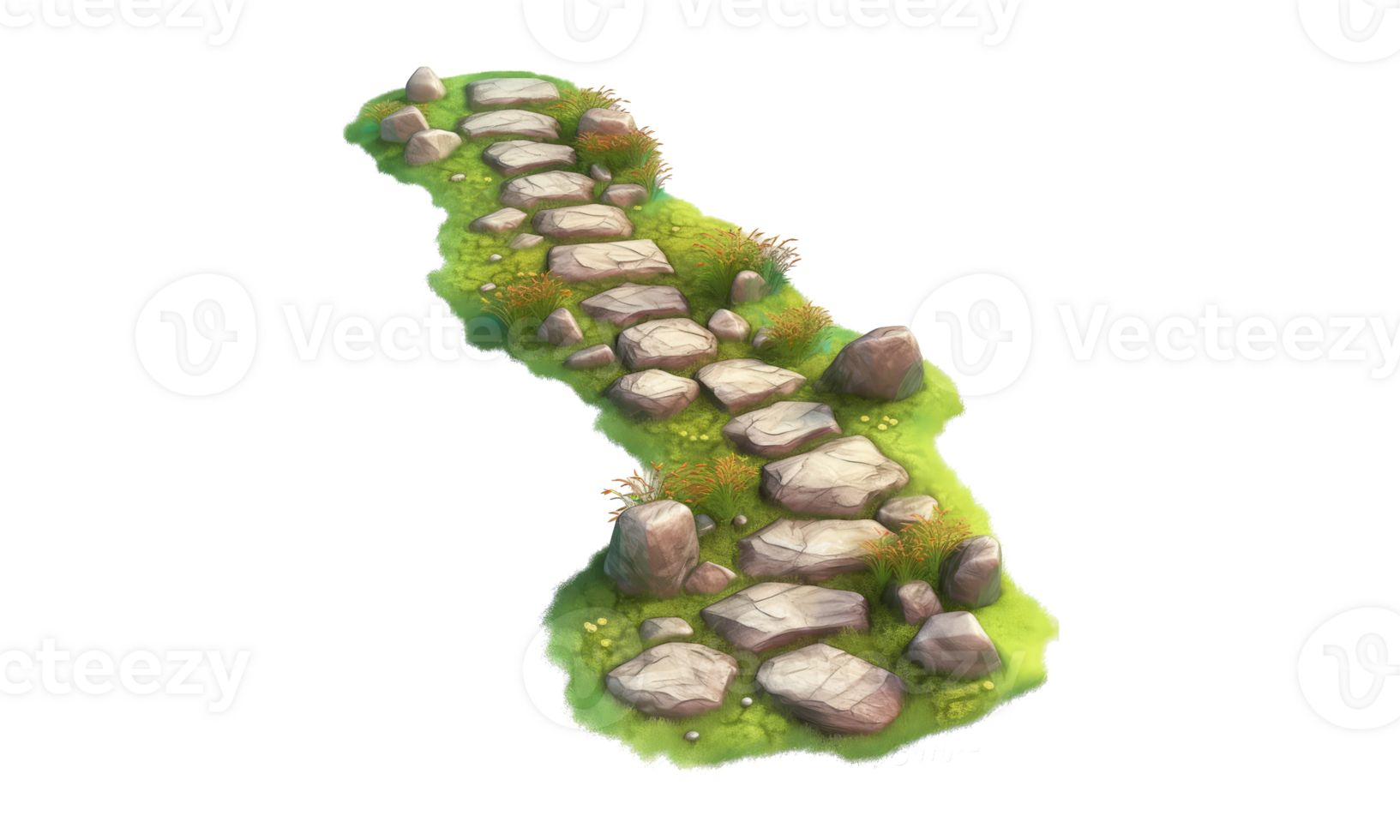 pathway created with irregularly shaped stepping stones, giving a natural on transparent backgrounds . AI Generated png