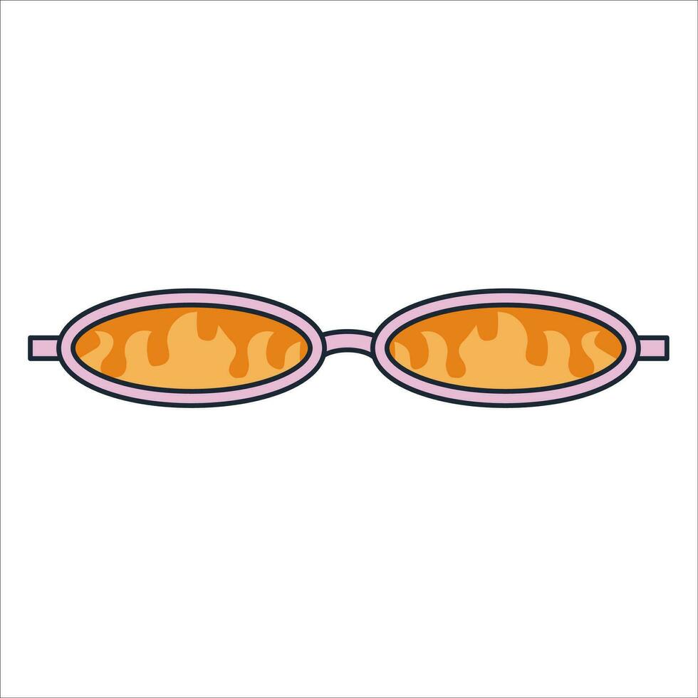 Groovy Sunglasses in Retro Hippie Style . Geometric Abstract Vector Eyewear in 1970s. Vector Flat illustration.