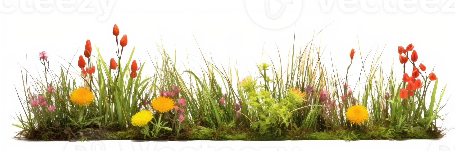 close-up of grass with flowers . AI Generated png
