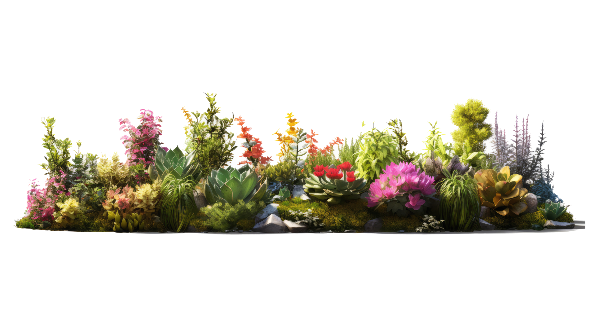 Bright spring flowers surrounded by garden plants . AI Generated ...