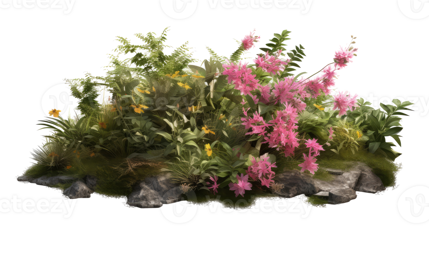 Nature shrubs flowery realistic 3d rendering . AI Generated png