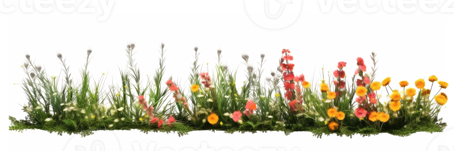 close-up of grass with flowers . AI Generated png