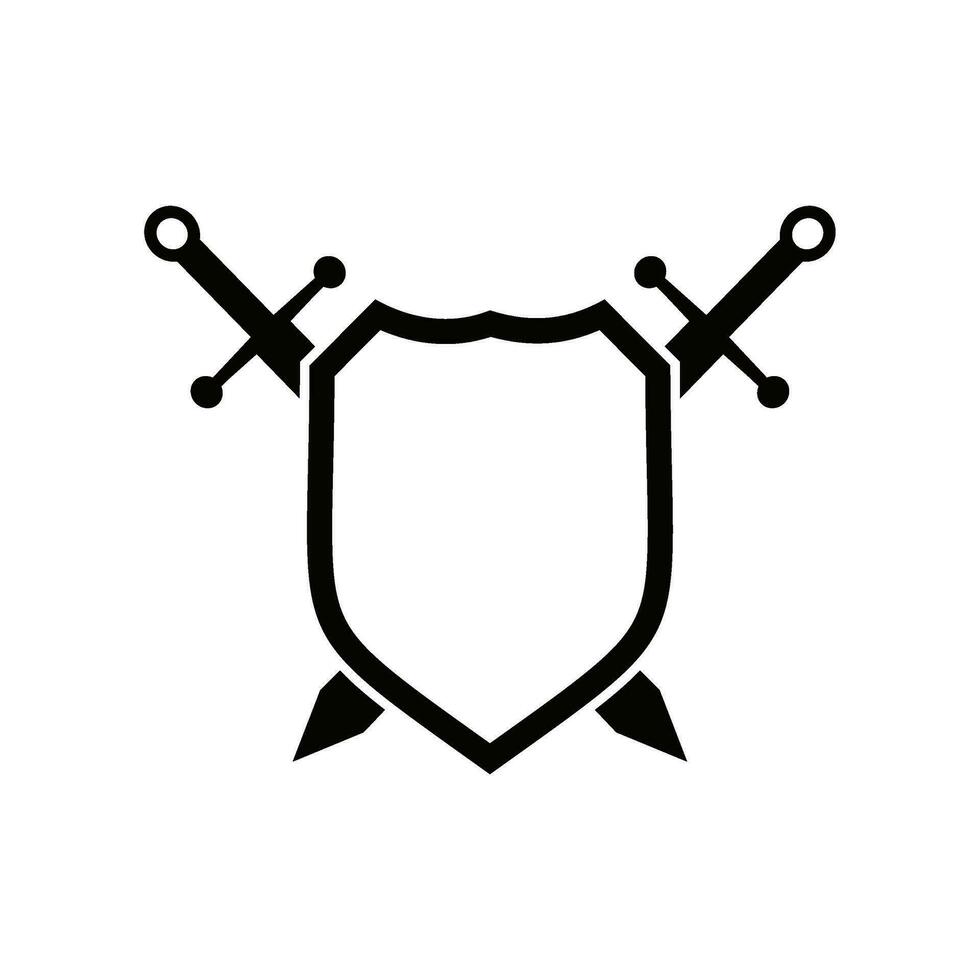 crossed swords and shield vector icon