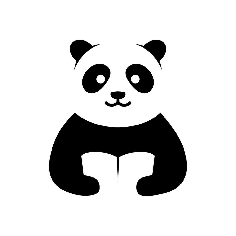 panda logo leyendo un libro vector plano estilo