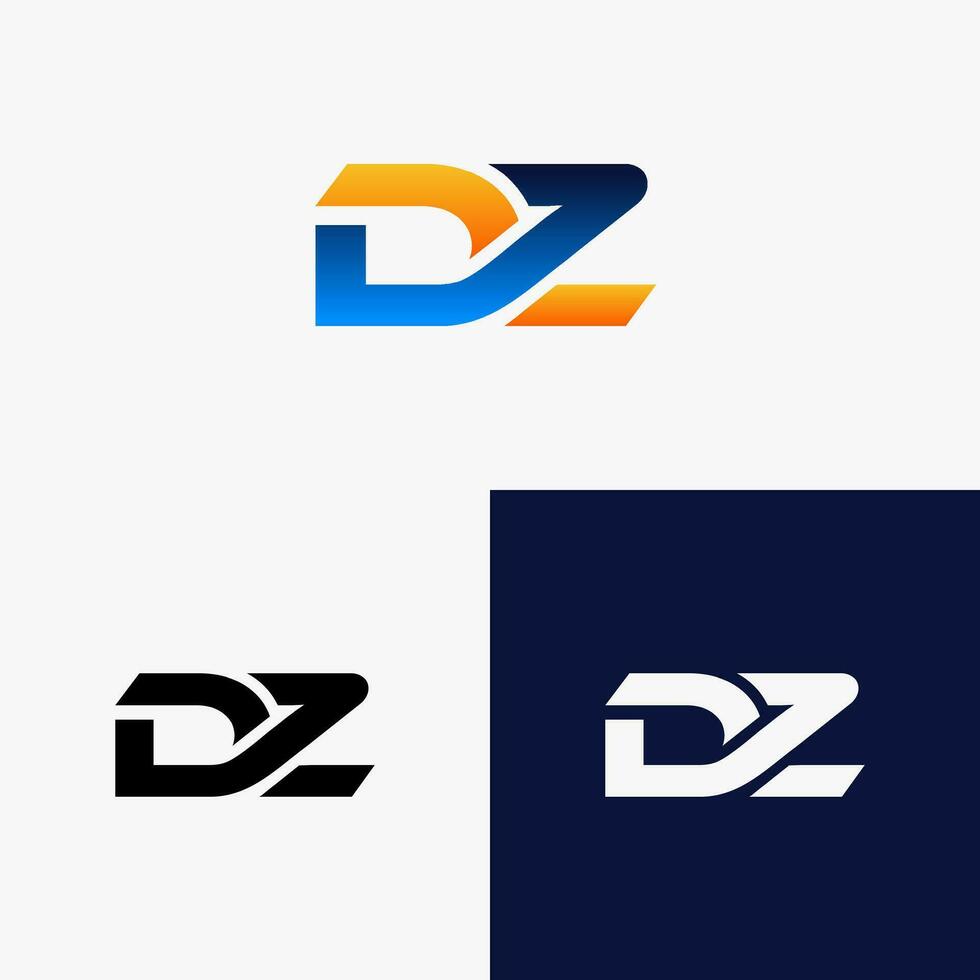 dz inicial logo letra con vistoso degradado estilo vector