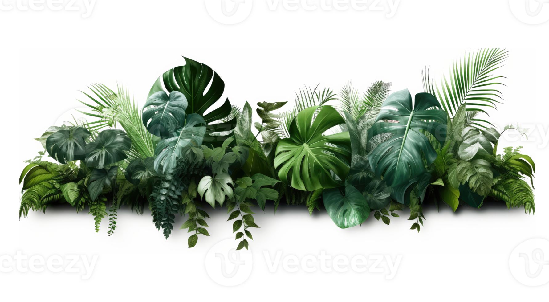 Tropical Leaves Plants Bushes Natural Floral Arrangement AI