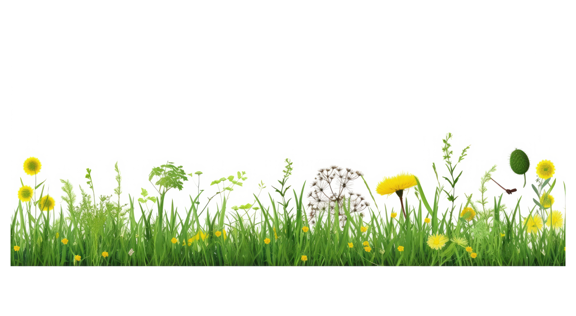 Dandelion, green grass and clover . AI Generated 28574046 PNG