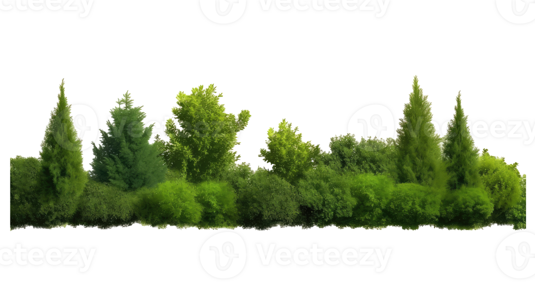 Green trees, shrubs and meadow . AI Generated png