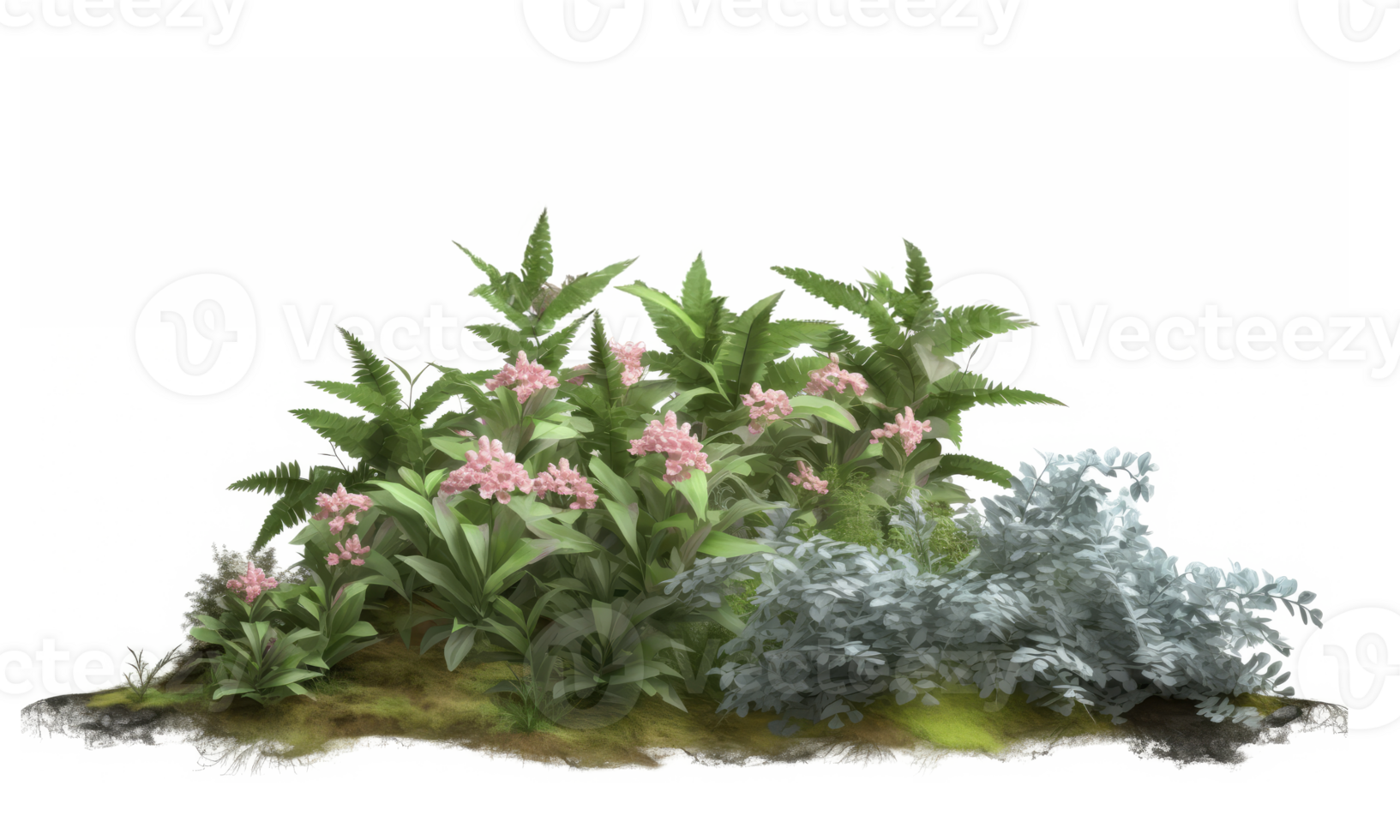 Nature shrubs flowery realistic 3d rendering . AI Generated png