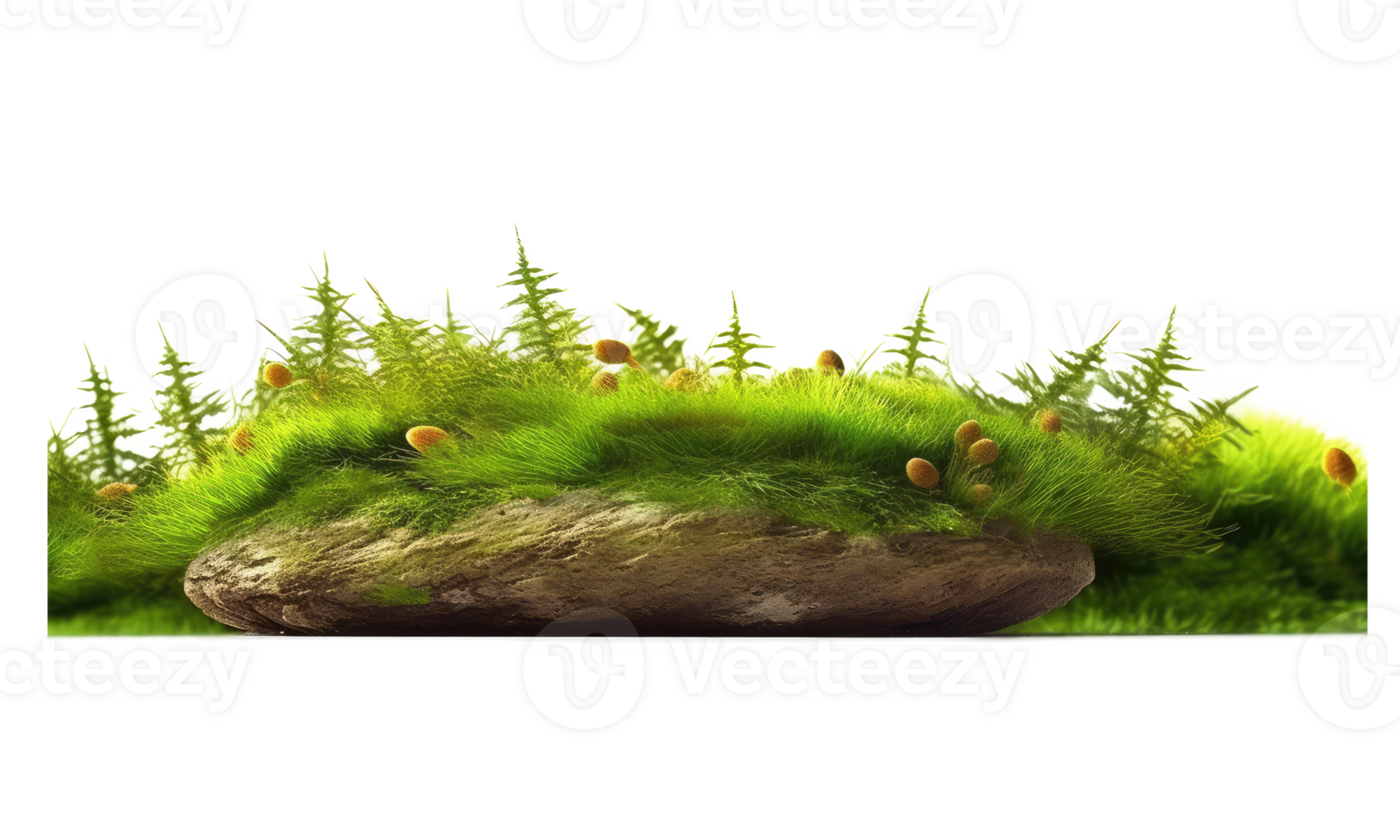 green grass growing in a meadow with moss . AI Generated png