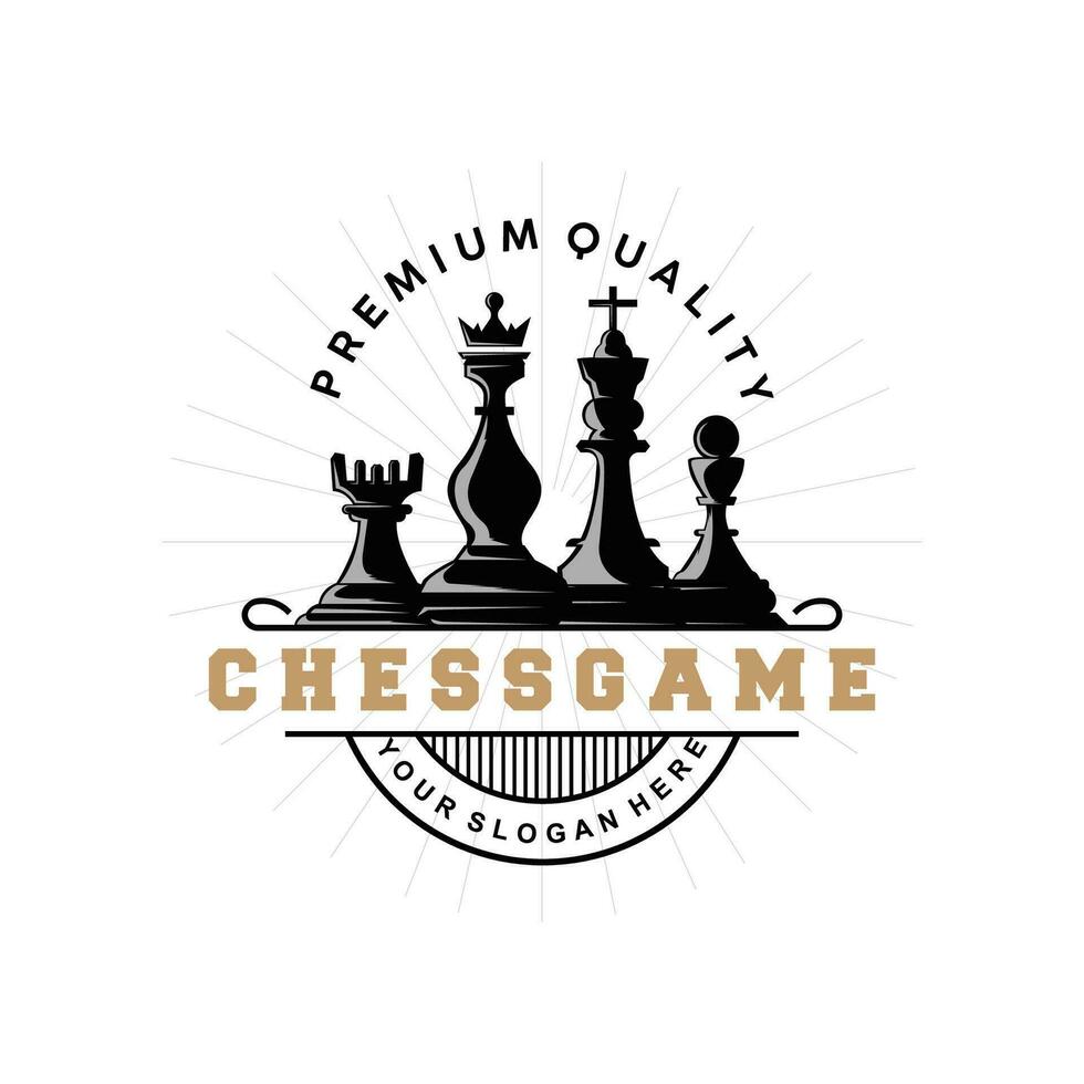 Chess Game Logo Simple Chess Piece Design Minimalist Silhouette Illustration vector