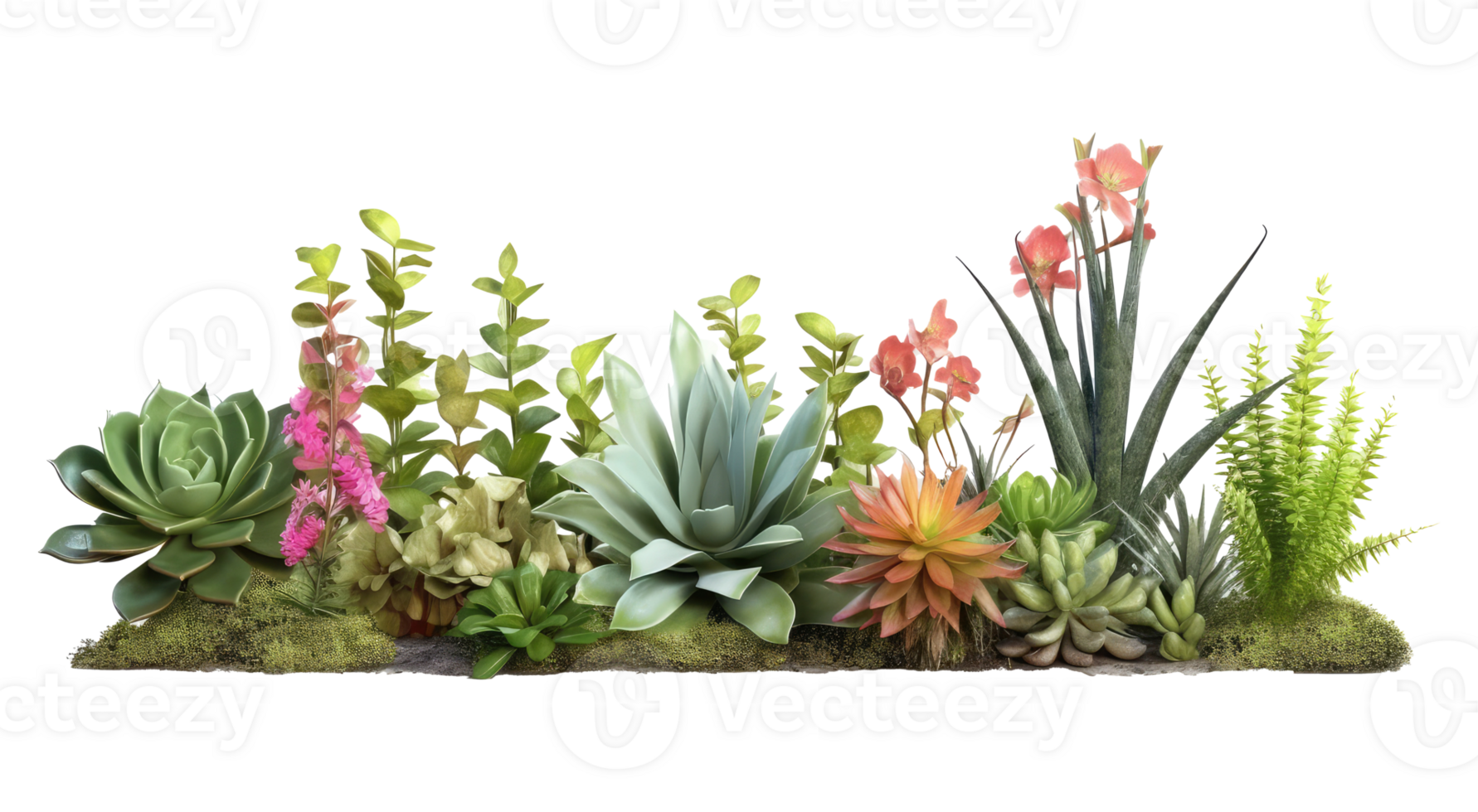 Bright spring flowers surrounded by garden . AI Generated png
