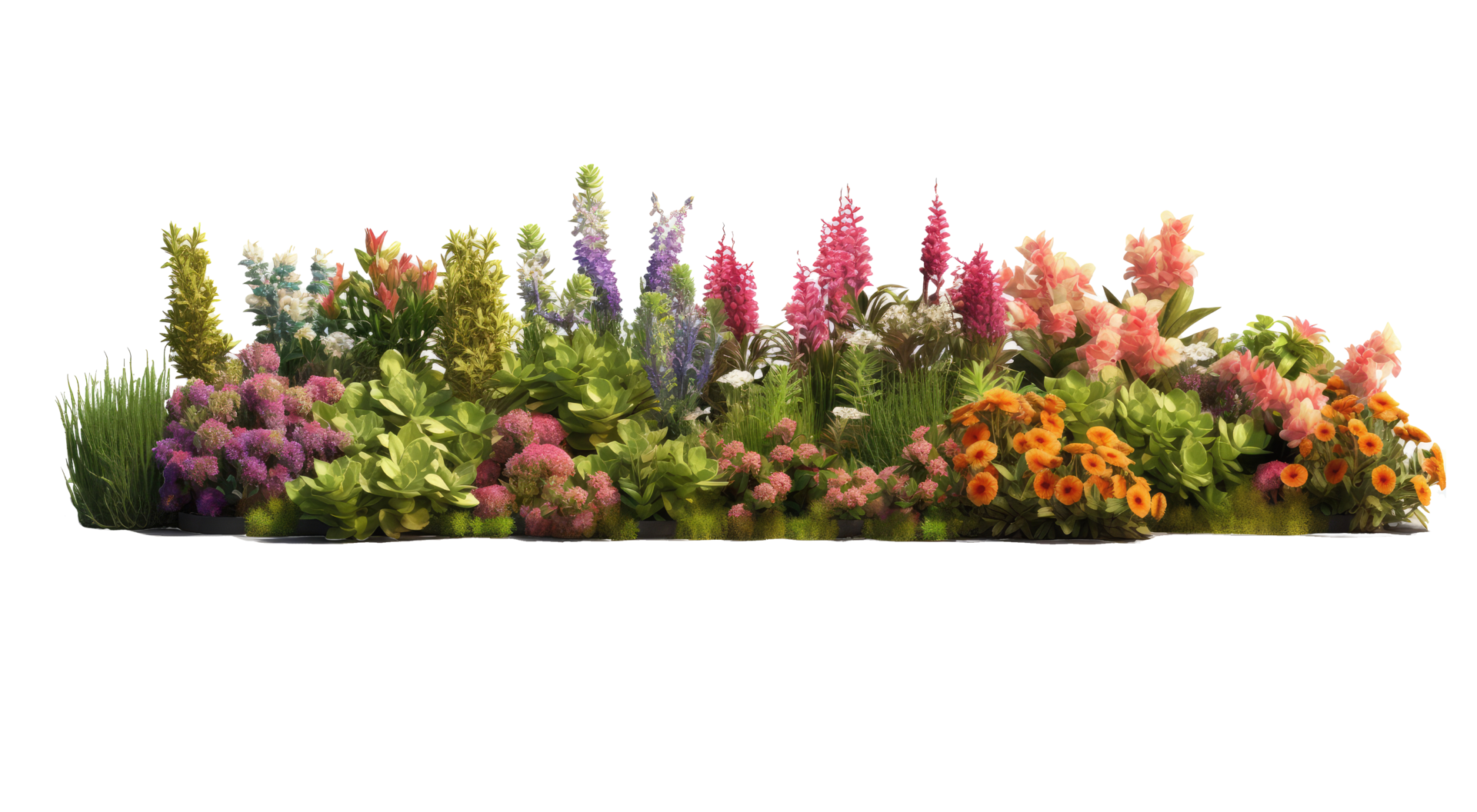Bright spring flowers surrounded by garden plants . AI Generated ...