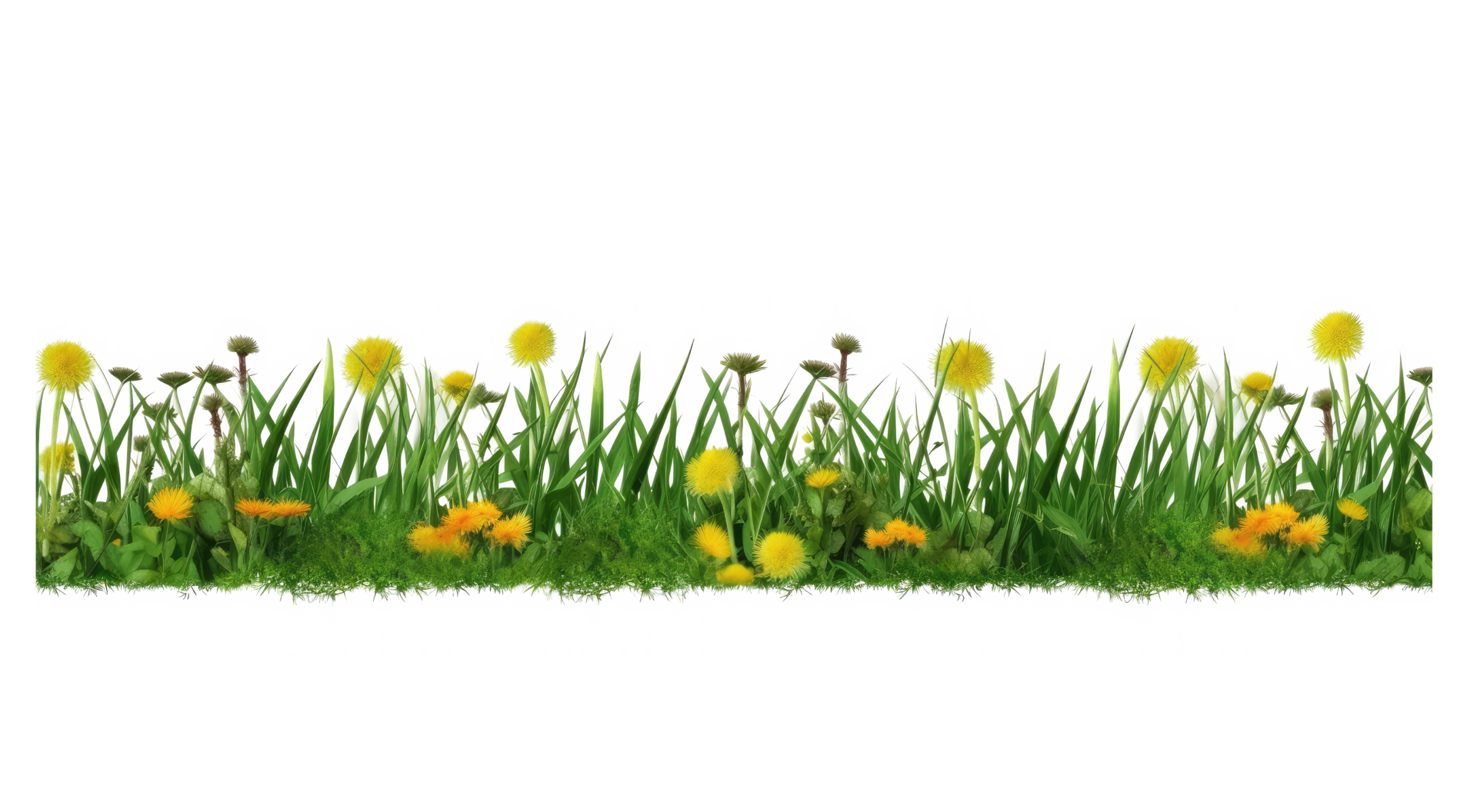 Dandelion, green grass and clover . AI Generated 28574141 PNG