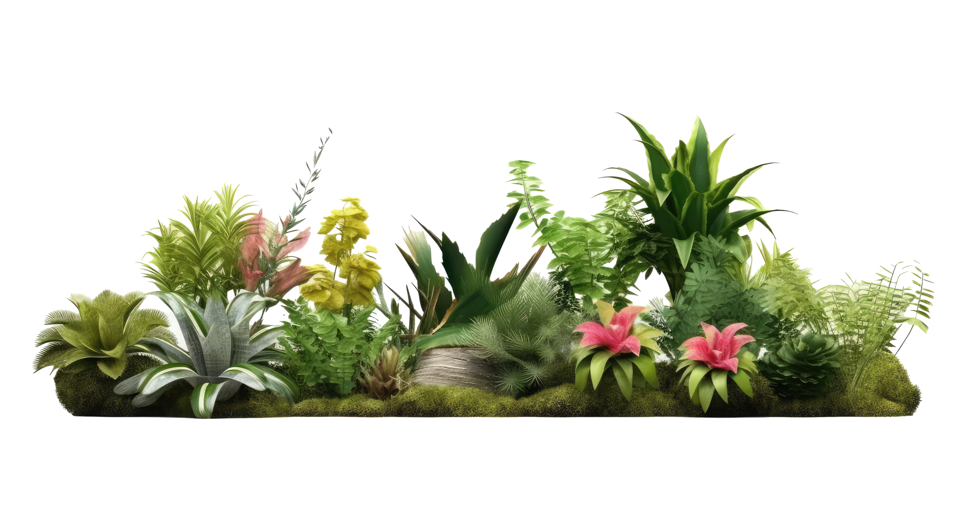 Bright spring flowers surrounded by garden plants cutout transparent ...